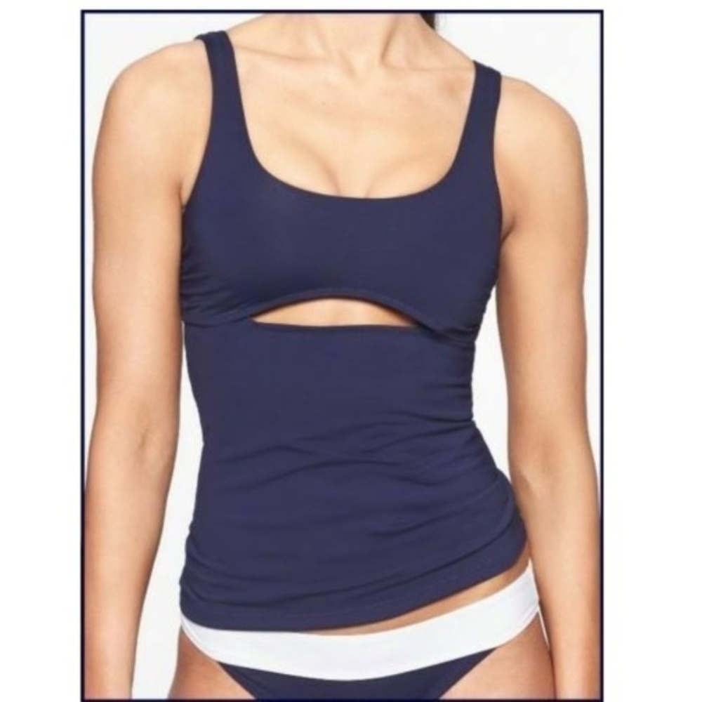 Athleta Scoop Mod Block Tankini Top Sz S v422